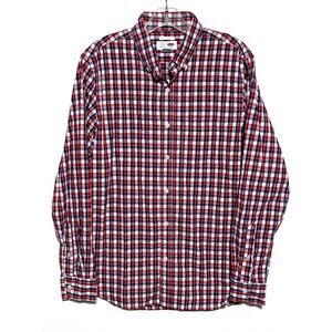 Old Navy Red White Blue Button Shirt Mens M Classic Regular Fit Preppy Coastal